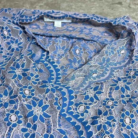 Suzanne Betro top, beach cover, 2X see thru lace top,floral,bell,scalloped hem - Picture 15 of 15